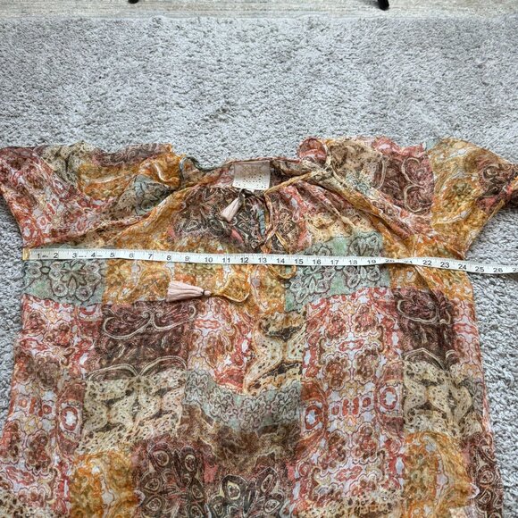 Johnny Was Kanarra Tiered Silk Blouse Flare Sleeves Boho Peasant Size Medium - Picture 5 of 10